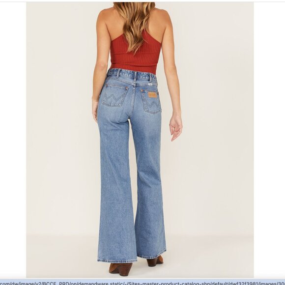 free people wrangler stylish Blue Flare Jeans for Women - Picture 3 of 7